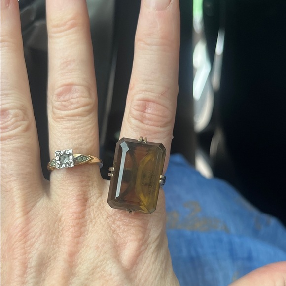 Jewelry - 925 Smokey quartz? Vintage large cocktail Ring Sterling Brown Gemstone Ring